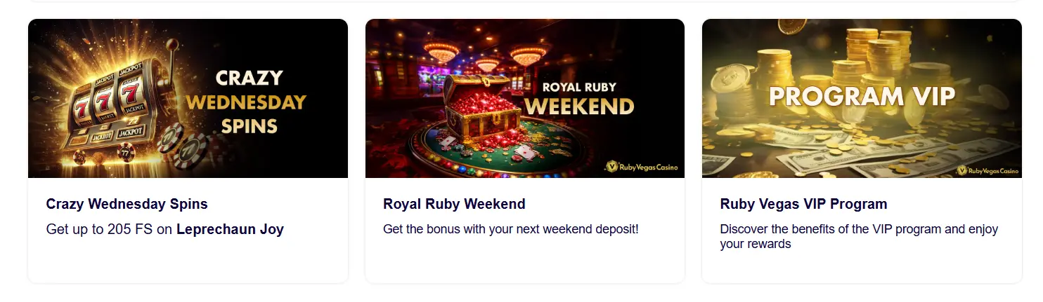 Promotions du casino Ruby Vegas